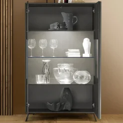 Garnero Arredamenti Vetrinette|Vetrinette-Vetrina 104x174h cm 2 ante moderna Tosca Nero Frassinato