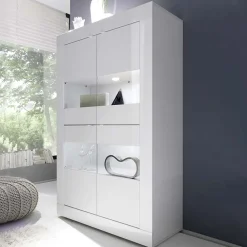 Garnero Arredamenti Vetrinette|Vetrinette-Vetrina 102x162h cm 4 ante moderna Eternity Bianco Lucido