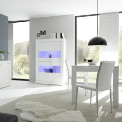 Garnero Arredamenti Vetrinette|Vetrinette-Vetrina 102x162h cm 4 ante moderna Eternity Bianco Lucido