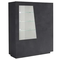 Garnero Arredamenti Vetrinette|Vetrinette-Vetrina 120x146h cm 2 ante moderna Candia Gihome® Ossido