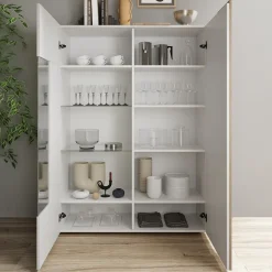 Garnero Arredamenti Vetrinette|Vetrinette-Vetrina 121x168h cm 2 ante moderna bianco lucido rovere Universal Bianco Lucido - Rovere