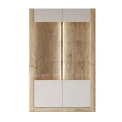 Garnero Arredamenti Vetrinette|Vetrinette-Vetrina 129x200h cm 2 ante rovere tortora lucido Jumbo Tortora - Rovere