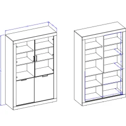 Garnero Arredamenti Vetrinette|Vetrinette-Vetrina 120x187h cm 4 ante rovere rustico nero Ilyssa
