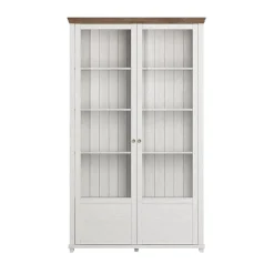 Garnero Arredamenti Vetrinette|Vetrinette-Vetrina 126x200h cm 2 ante soggiorno rovere Texel Bianco Frassinato