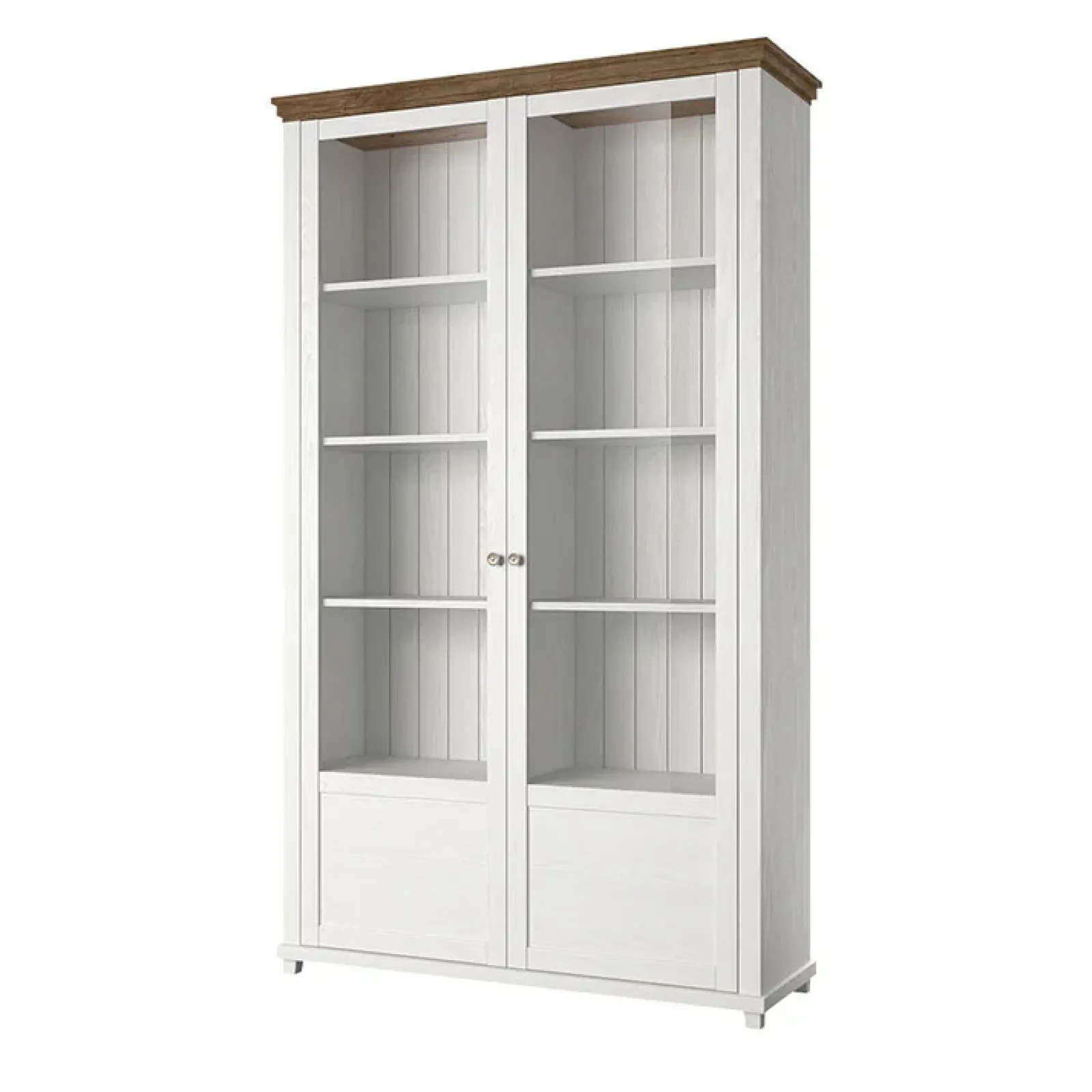 Garnero Arredamenti Vetrinette|Vetrinette-Vetrina 126x200h cm 2 ante soggiorno rovere Texel Bianco Frassinato