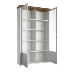 Garnero Arredamenti Vetrinette|Vetrinette-Vetrina 126x200h cm 2 ante soggiorno rovere Texel Bianco Frassinato