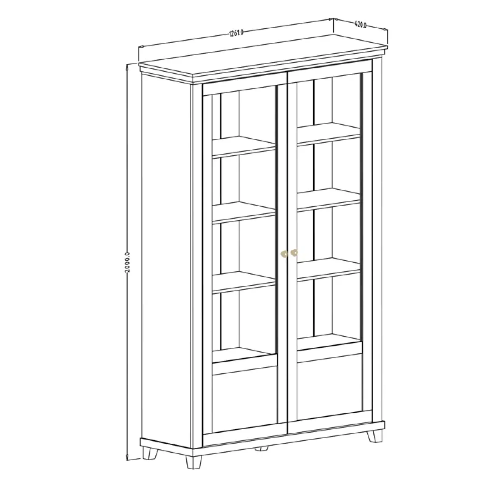 Garnero Arredamenti Vetrinette|Vetrinette-Vetrina 126x200h cm 2 ante soggiorno rovere Texel Bianco Frassinato