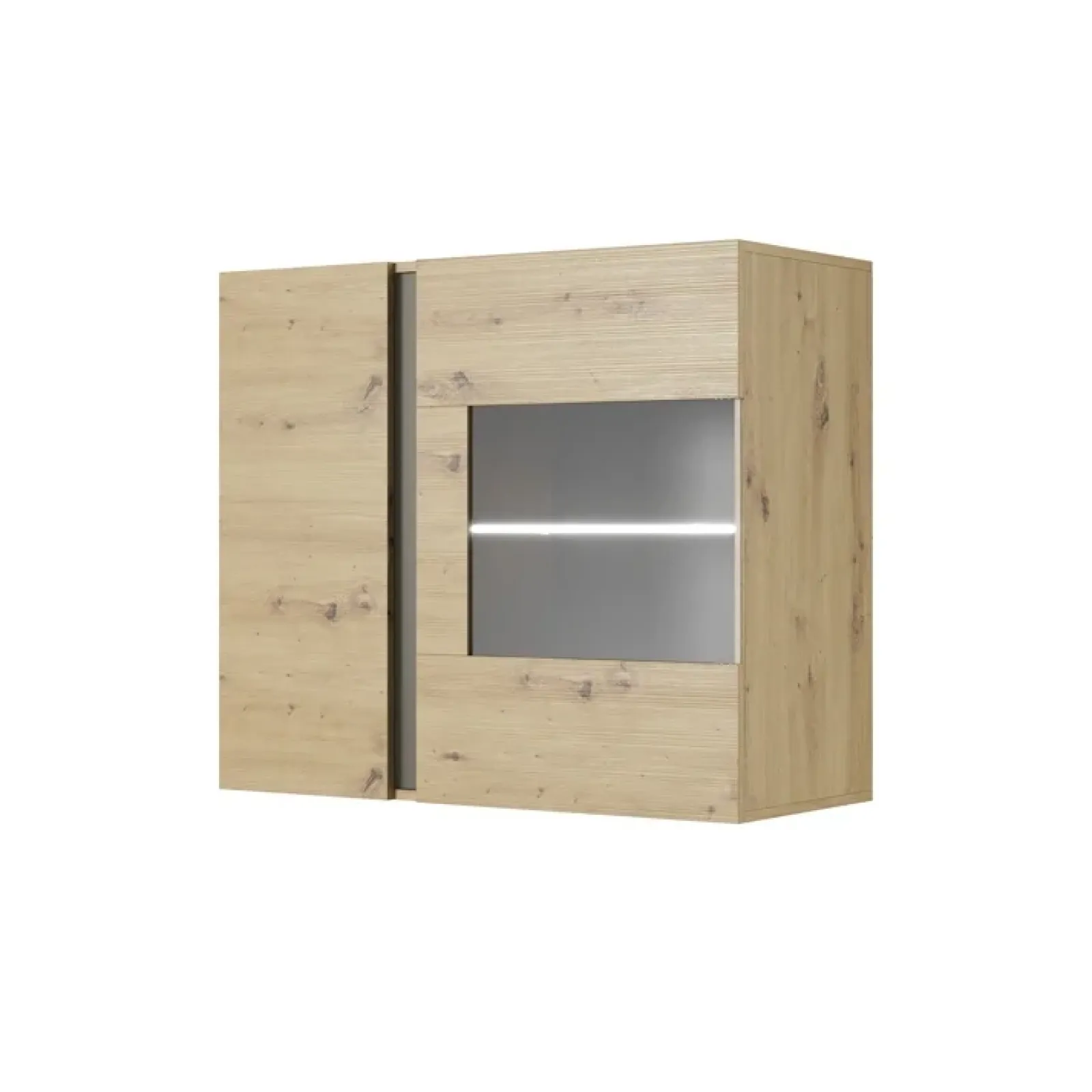 Garnero Arredamenti Vetrinette|Vetrinette-Vetrina 97x83h cm 2 ante soggiorno sospesa rovere Noa Gihome® Rovere - Antracite