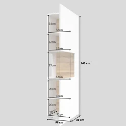 Garnero Arredamenti Vetrinette|Vetrinette-Vetrina 36x140h cm da parete bianco rovere Fusion Bianco Opaco