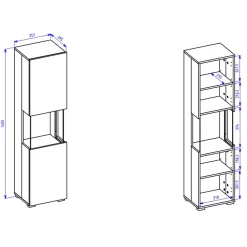 Garnero Arredamenti Vetrinette|Vetrinette-Vetrina 36x140h cm da parete bianco rovere Fusion Bianco Opaco