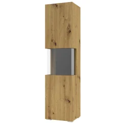 Garnero Arredamenti Vetrinette|Vetrinette-Vetrina 36x140h cm da parete nero Fusion Rovere