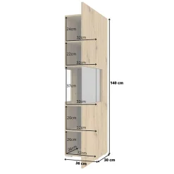 Garnero Arredamenti Vetrinette|Vetrinette-Vetrina 36x140h cm da parete nero Fusion Rovere