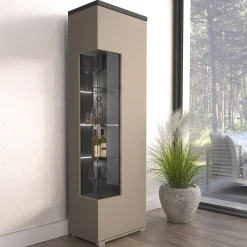 Garnero Arredamenti Vetrinette|Vetrinette-Vetrina 55x180h cm moderna beige grigio Matt