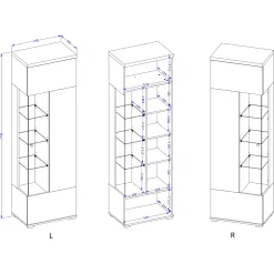 Garnero Arredamenti Vetrinette|Vetrinette-Vetrina 55x180h cm moderna beige grigio Matt