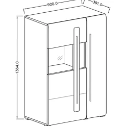 Garnero Arredamenti Vetrinette|Vetrinette-Vetrinetta bassa 90x136h cm 2 ante soggiorno rovere Maiorca