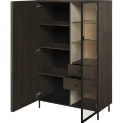 Garnero Arredamenti Vetrinette|Vetrinette-Vetrinetta bassa 92x144h cm 2 ante led wengè Blackwood