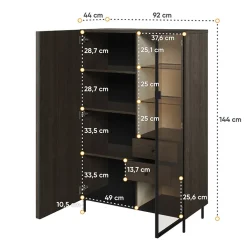 Garnero Arredamenti Vetrinette|Vetrinette-Vetrinetta bassa 92x144h cm 2 ante led wengè Blackwood