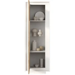 Garnero Arredamenti Vetrinette|Vetrinette-Vetrinetta 67x197cm 1 anta moderna bianco opaco rovere chiaro Deluxe Bianco Opaco - Rovere
