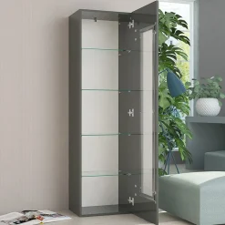 Garnero Arredamenti Vetrinette|Vetrinette-Vetrinetta 45x162h cm 1 anta lucido Light Small Gihome® Antracite