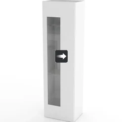 Garnero Arredamenti Vetrinette|Vetrinette-Vetrinetta 45x162h cm 1 anta Light Small Gihome® Bianco Lucido