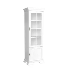 Garnero Arredamenti Vetrinette|Vetrinette-Vetrinetta 58x193h cm 1 anta con vetro shabby Kelly Bianco Frassinato