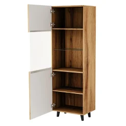 Garnero Arredamenti Vetrinette|Vetrinette-Vetrinetta 60x183h cm 1 anta moderna cannettato Essence Quercia