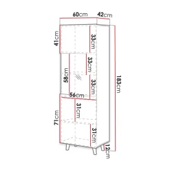 Garnero Arredamenti Vetrinette|Vetrinette-Vetrinetta 60x183h cm 1 anta moderna cannettato Essence Quercia