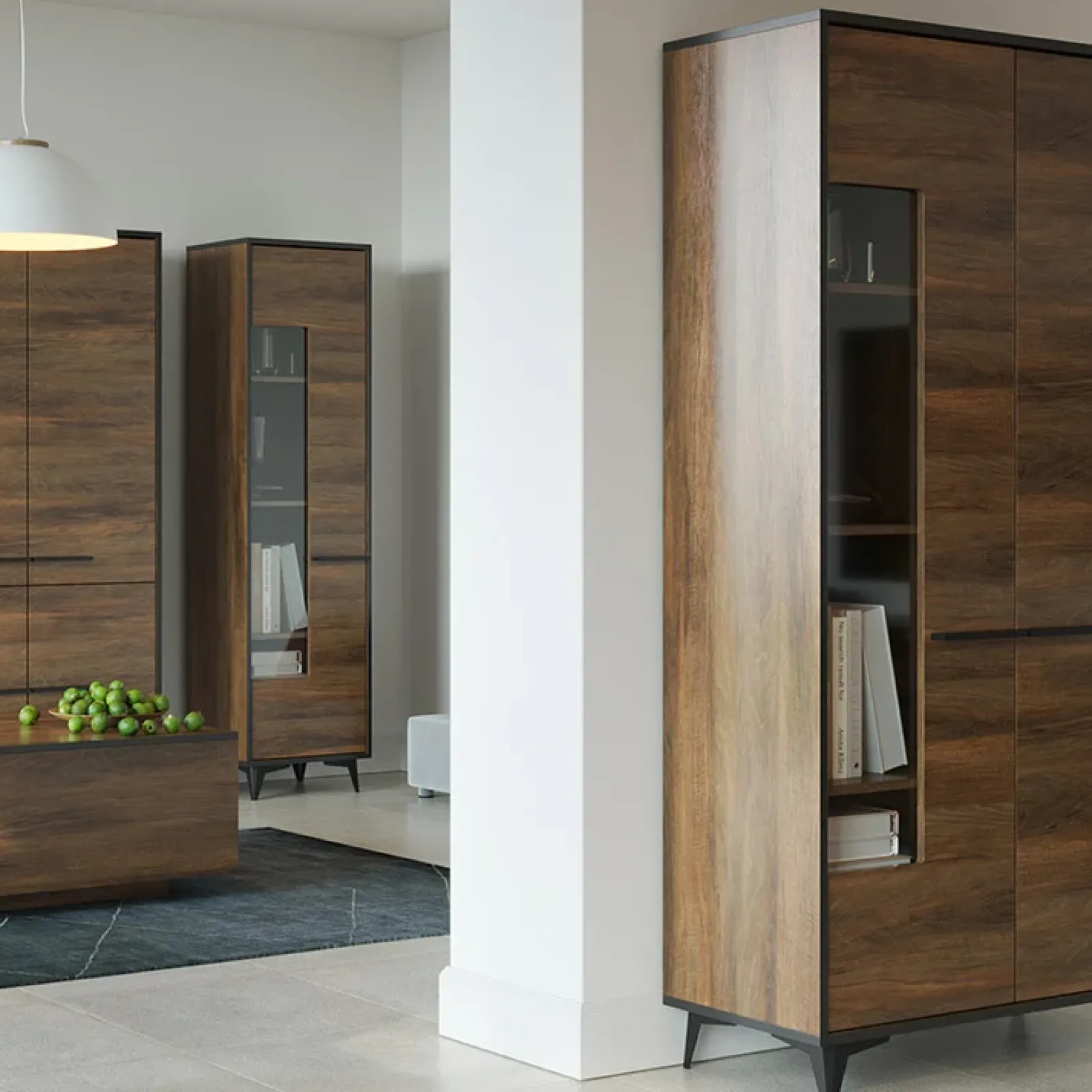 Garnero Arredamenti Credenza Alta|Vetrinette-Vetrinetta 48x185h cm 1 anta moderna noce Line