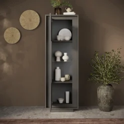 Garnero Arredamenti Vetrinette|Vetrinette-Vetrinetta 67x197h cm 1 anta moderna Deluxe Antracite