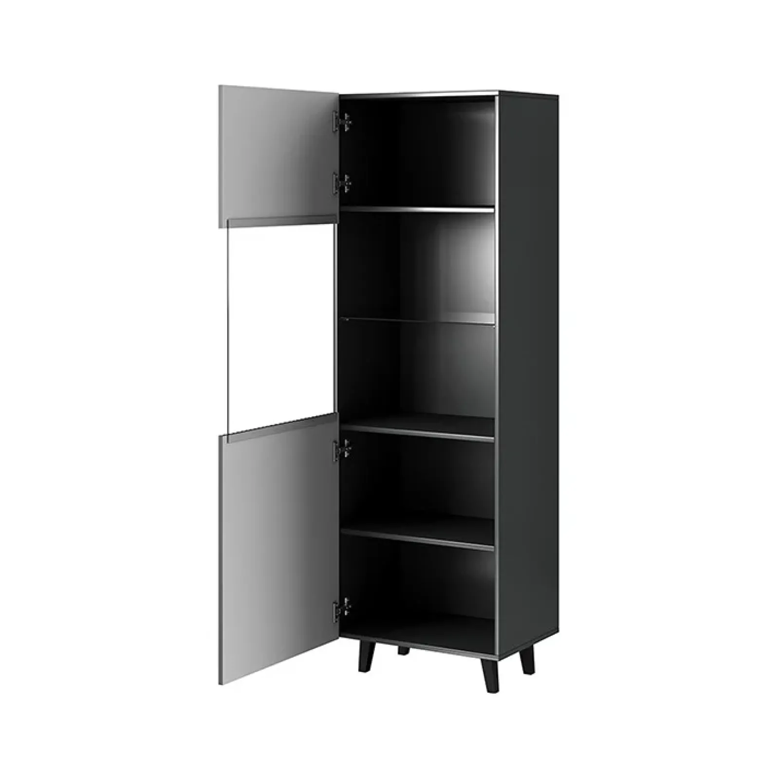 Garnero Arredamenti Vetrinette|Vetrinette-Vetrinetta 60x183h cm 1 anta moderna cannettato Essence Antracite