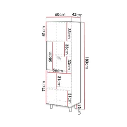 Garnero Arredamenti Vetrinette|Vetrinette-Vetrinetta 60x183h cm 1 anta moderna cannettato Essence Antracite