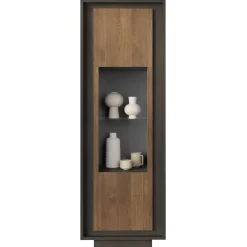 Garnero Arredamenti Vetrinette|Vetrinette-Vetrinetta 67x197h cm 1 anta moderna antracite rovere scuro Deluxe Antracite - Rovere Rustico