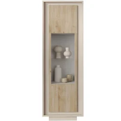 Garnero Arredamenti Vetrinette|Vetrinette-Vetrinetta 67x197h cm 1 anta moderna beige rovere chiaro Deluxe Rovere - Beige