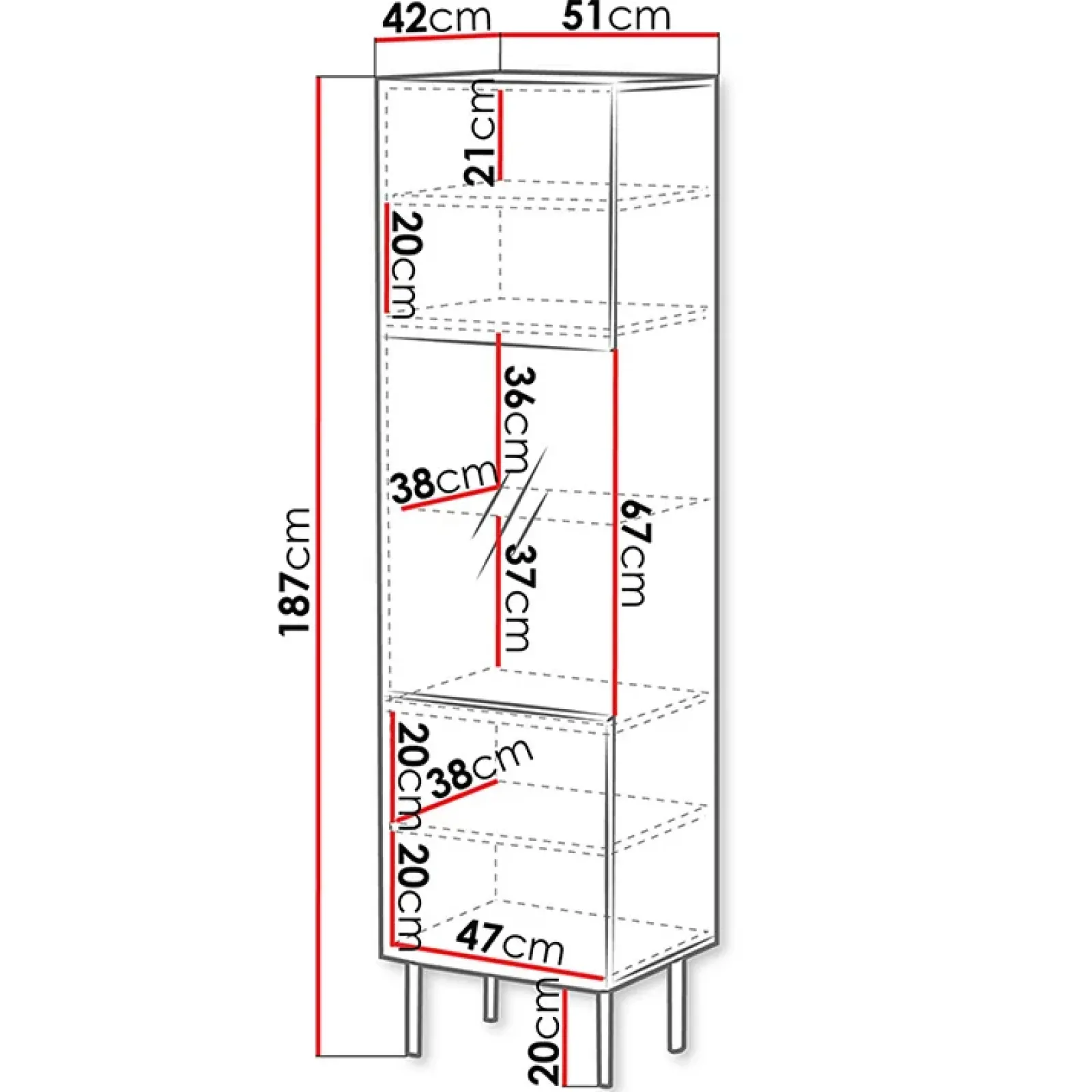 Garnero Arredamenti Vetrinette|Vetrinette-Vetrinetta 51x187h cm 1 anta noce scuro con frontali serigrafati Savanna