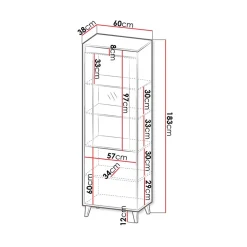 Garnero Arredamenti Vetrinette|Vetrinette-Vetrinetta 60x183h cm 1 anta rovere antracite Salisburgo