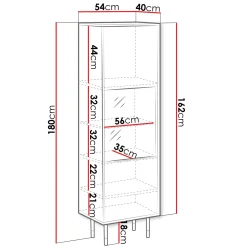 Garnero Arredamenti Vetrinette|Vetrinette-Vetrinetta 54x180h cm 1 anta soggiorno moderna nero oro Golden