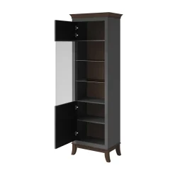 Garnero Arredamenti Vetrinette|Vetrinette-Vetrinetta 66x207h cm 1 anta soggiorno antracite lucido rovere scuro Umag Antracite - Wengè