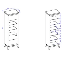 Garnero Arredamenti Vetrinette|Vetrinette-Vetrinetta 66x207h cm 1 anta soggiorno antracite lucido rovere scuro Umag Antracite - Wengè