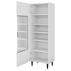 Garnero Arredamenti Vetrinette|Vetrinette-Vetrinetta 60x180h cm 1 anta soggiorno moderna bianco Flippo Bianco Opaco