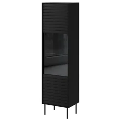 Garnero Arredamenti Vetrinette|Vetrinette-Vetrinetta 53x182h cm 1 anta soggiorno nero Wild Nero Opaco