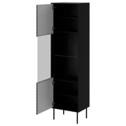 Garnero Arredamenti Vetrinette|Vetrinette-Vetrinetta 53x182h cm 1 anta soggiorno nero Wild Nero Opaco