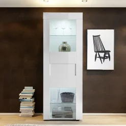 Garnero Arredamenti Vetrinette|Vetrinette-Vetrinetta 61x167h cm 1 anta soggiorno bianco laccato lucido Easy Bianco Lucido