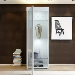 Garnero Arredamenti Vetrinette|Vetrinette-Vetrinetta 61x167h cm 1 anta soggiorno bianco laccato lucido Easy Bianco Lucido