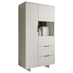 Garnero Arredamenti Vetrinette|Vetrinette-Vetrinetta 90x170h cm 2 ante 2 cassetti soggiorno grigio Stone