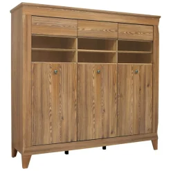 Garnero Arredamenti Vetrinette|Vetrinette-Vetrinetta 156x151h cm 3 ante 4 cassetti rovere scuro Lucca