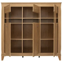 Garnero Arredamenti Vetrinette|Vetrinette-Vetrinetta 156x151h cm 3 ante 4 cassetti rovere scuro Lucca