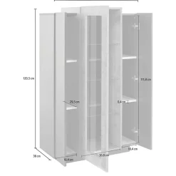 Garnero Arredamenti Vetrinette|Vetrinette-Vetrinetta 80x121h cm 2 ante antracite rovere Milos Gihome® Antracite - Rovere Rustico