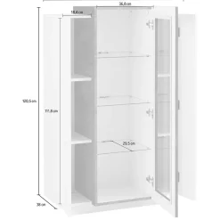 Garnero Arredamenti Vetrinette|Vetrinette-Vetrinetta 80x121h cm 2 ante bianco lucido nero opaco Milos Gihome® Bianco Lucido - Ossido
