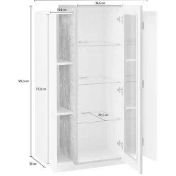 Garnero Arredamenti Vetrinette|Vetrinette-Vetrinetta 80x121h cm 2 ante bianco lucido rovere Milos Gihome® Bianco Lucido - Rovere Rustico