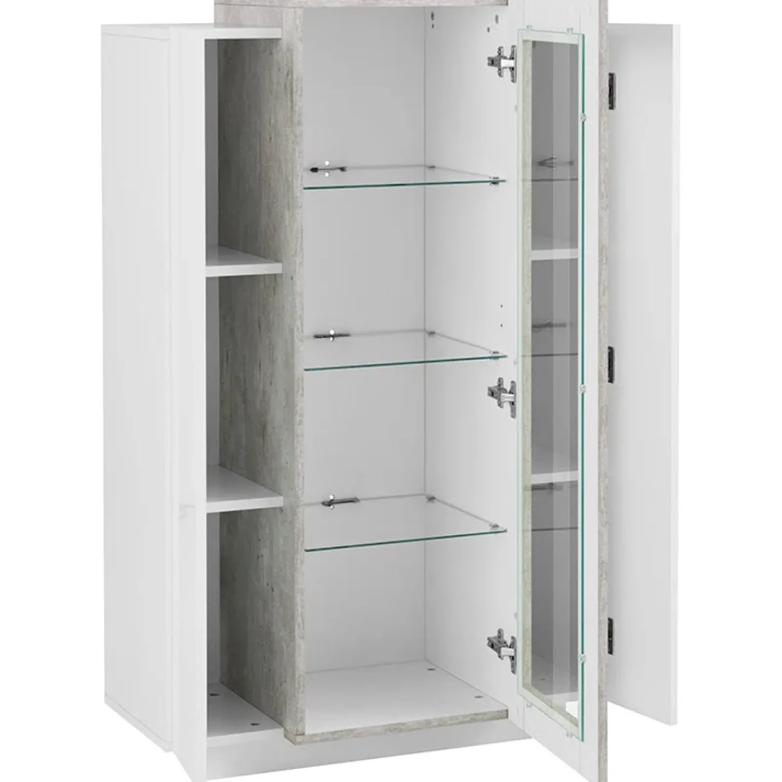 Garnero Arredamenti Vetrinette|Vetrinette-Vetrinetta 80x121h cm 2 ante bianco lucido cemento Milos Gihome® Cemento - Bianco Lucido